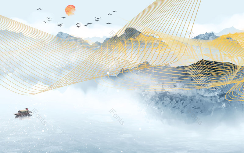 中国风唯美手绘风景山水插画背景设计,插画/手绘图,插画/手绘图库,插画/手绘图下载,插画/手绘